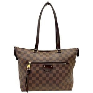 Louis Vuitton Tote Damier Ebene Leather Bag Brown Iena Brown